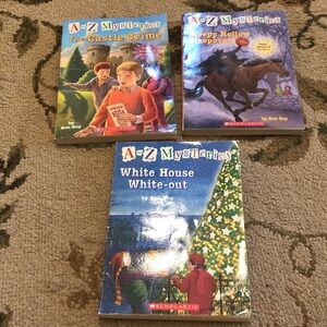 Scholastic A to Z Mysteries Kids Book Set - Blue, Purple, Green Covers